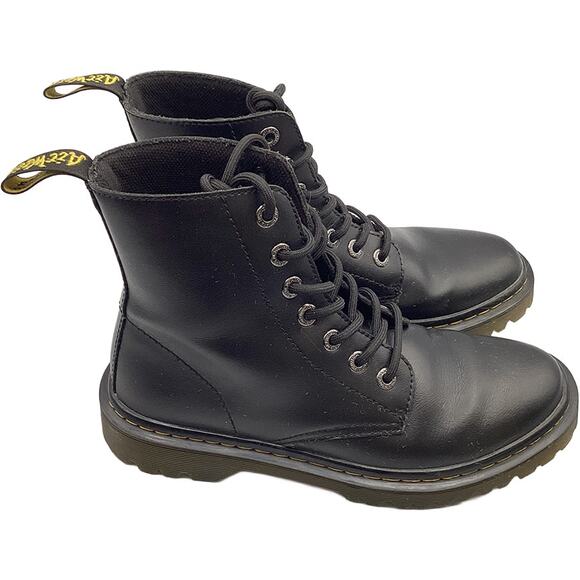 Dr. Martens Shoes - Dr. Martens Luana AW004 Black Leather Lace-Up Boots Docs Women US 8/UK 6/EU 39